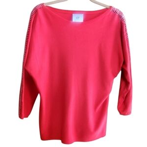 Liv Milano Red Sparkle Long Sleeve Holiday Sweater Size M